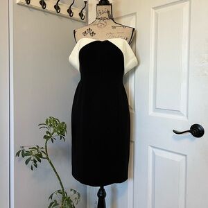 Calvin Klein Black and White Strapless Dress